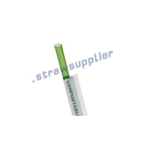 compostable wrapped green drink straws