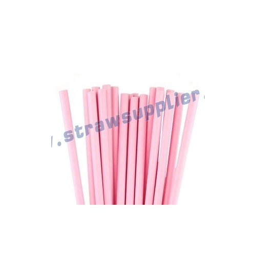 Pink Plain Paper Straws