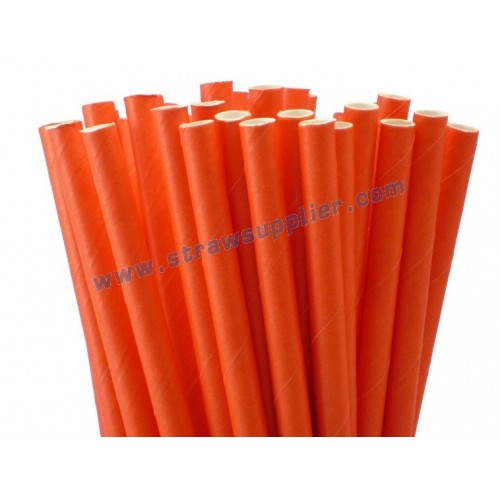 Tangerine Tango Plain Paper Straws