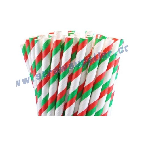 Christmas Striped Paper Straws