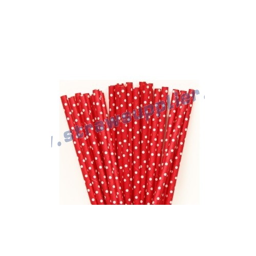 Red Mini Spots Paper Straws