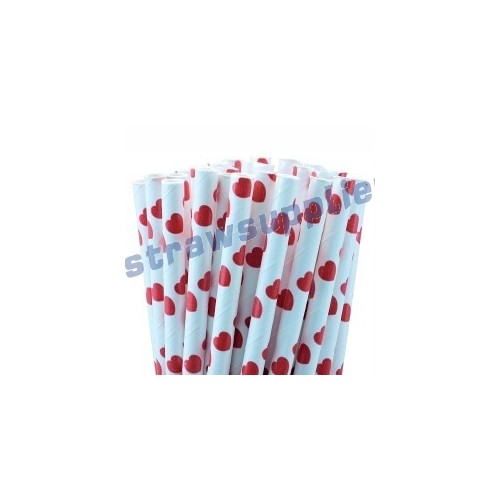 Red Hearts Paper Straws